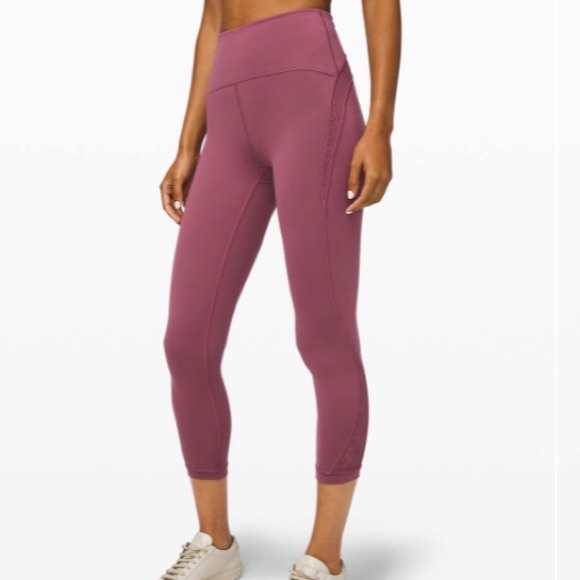 lululemon athletica Pants - Lululemon Wunder Under Crop High-Rise 21" *Flocked Everlux Plumful Size 10